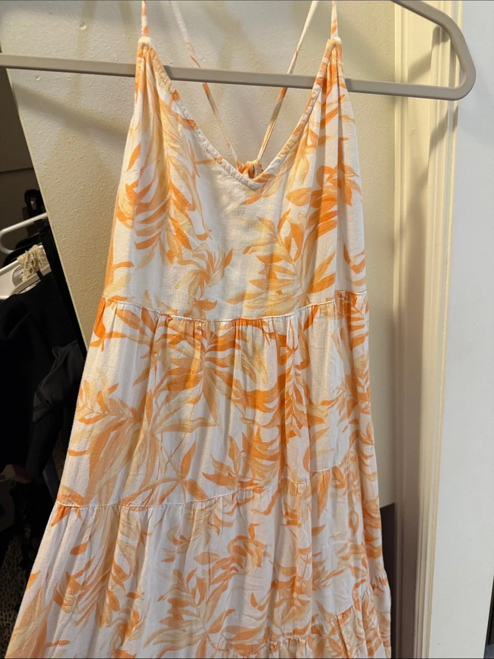 Abercrombie and Fitch XS White Maxi Dress with Orange Floral Print